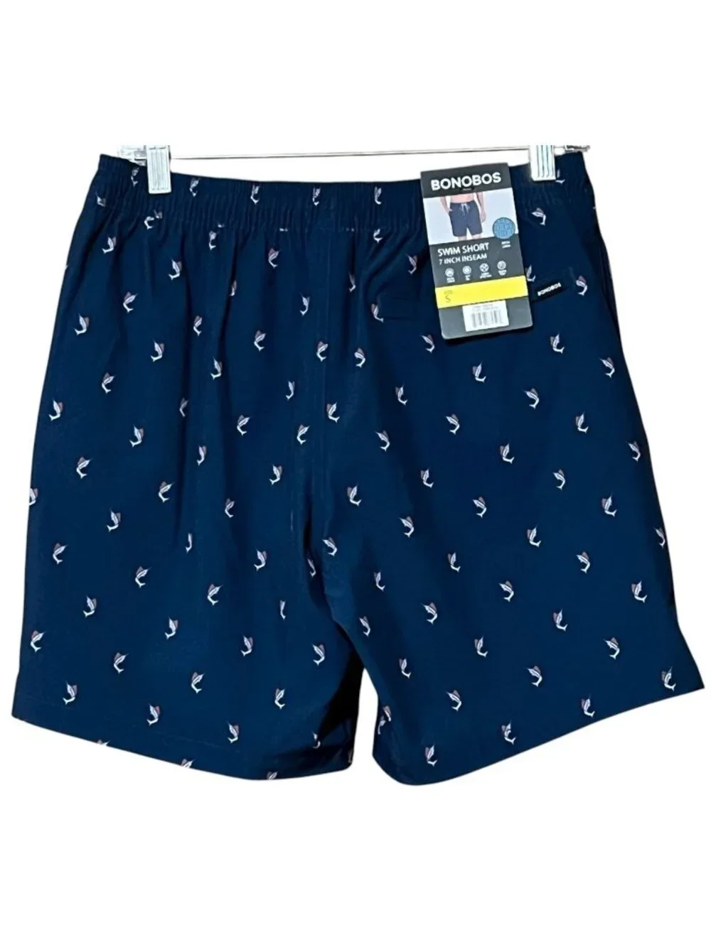 Bonobos Marlin Print Swim Trunks Small Blue UPF 50 Quick Dry 7in Mesh Lined NWT
